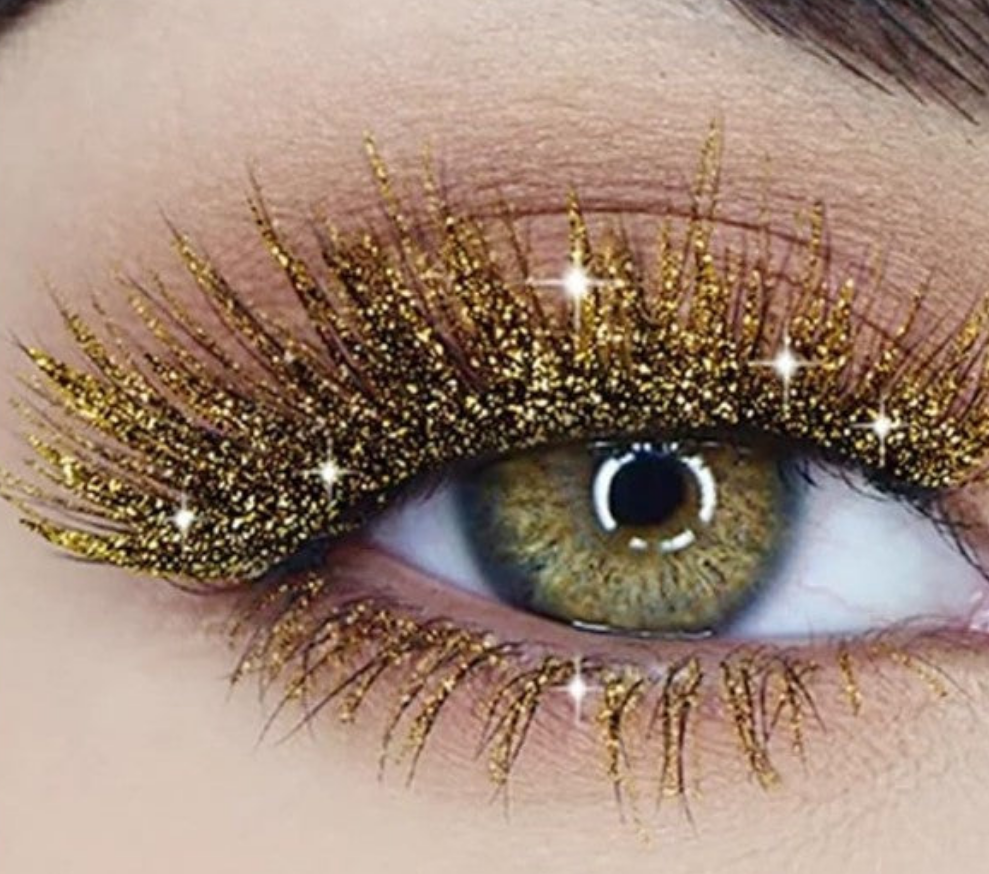 Eye shadow gold flash liquid glitter