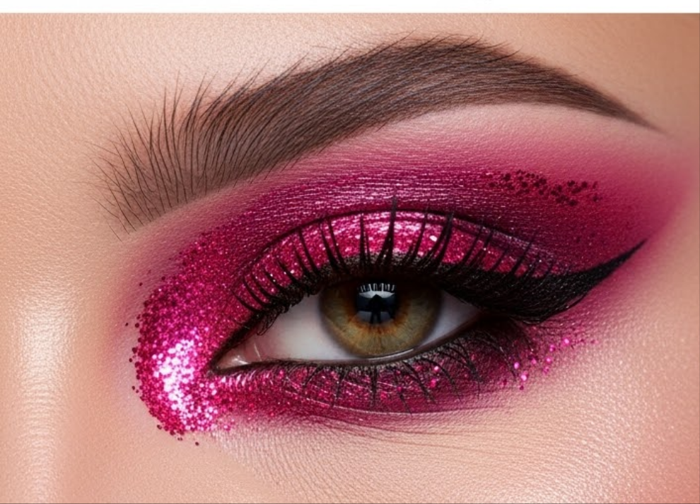 Eye shadow rose liquid gloss glitter
