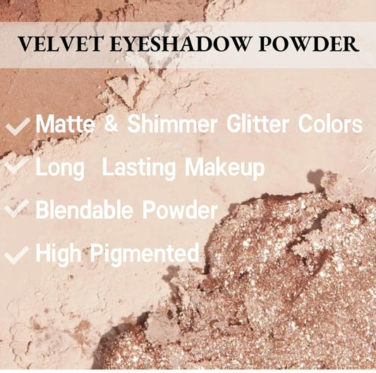 9 Colors glitter  & Shimmer matte Velvet eyeshadow powder palette golden peach  brown peach pink neutral