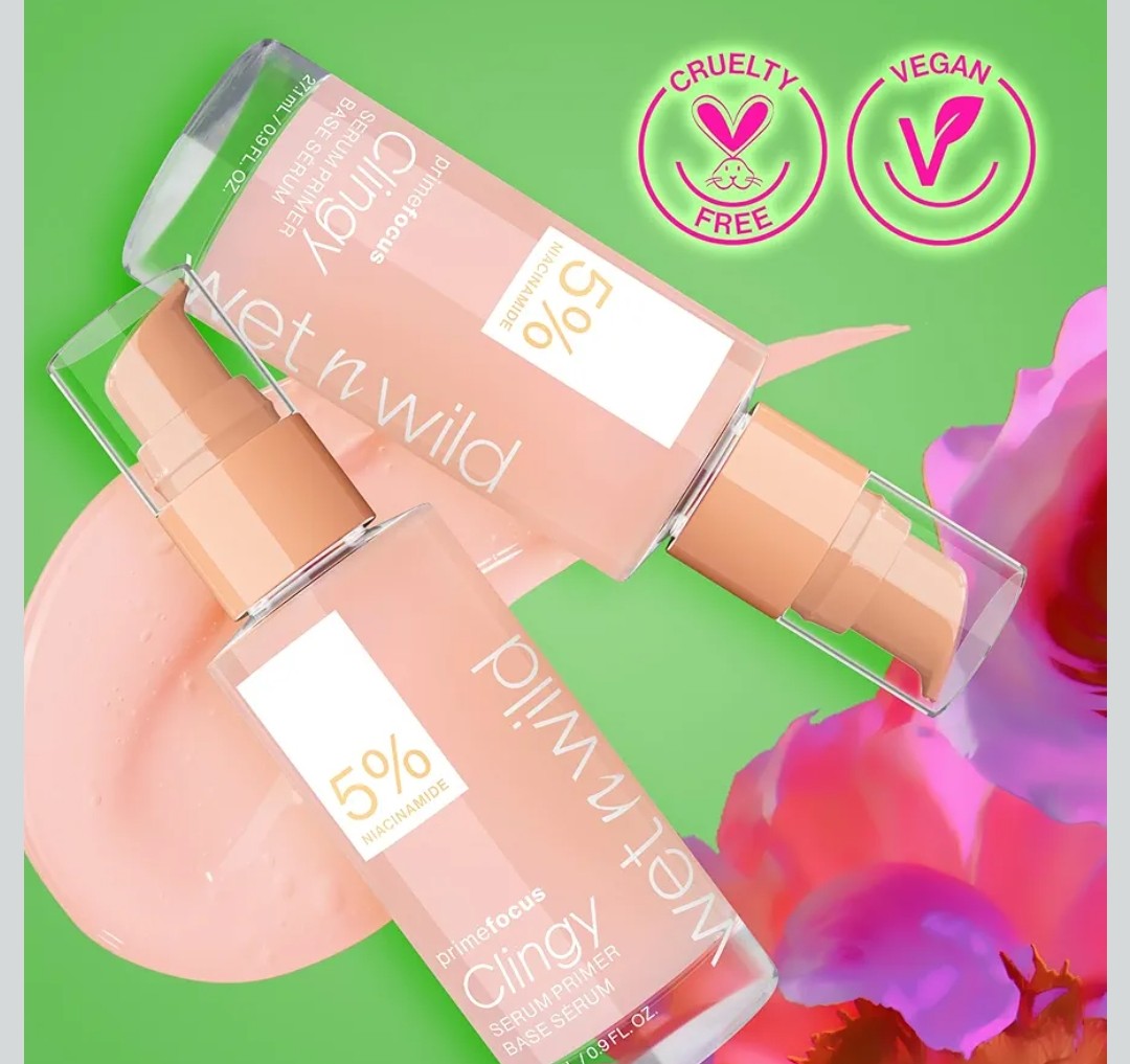 Wet n wild Prime Focus Clingy Serum Primer, Hydrating & Brightening with 5% Niacinamide & 8% Glycerin, Long-Lasting 16-Hour Wear, Dewy Finish Skin-Enhancing Formula, Cruelty-Free Vegan. 1 count