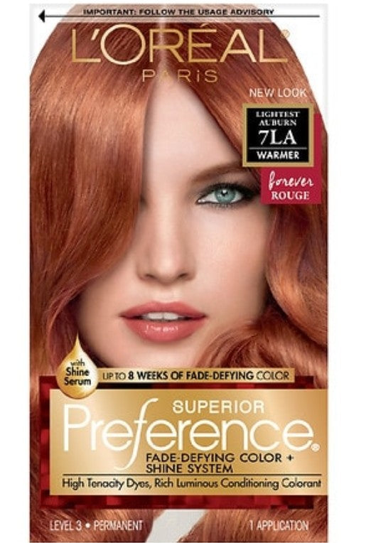 Loreal Paris Superior Preference Hair color 7LA Warmer Auburn Rouge 1 count.
