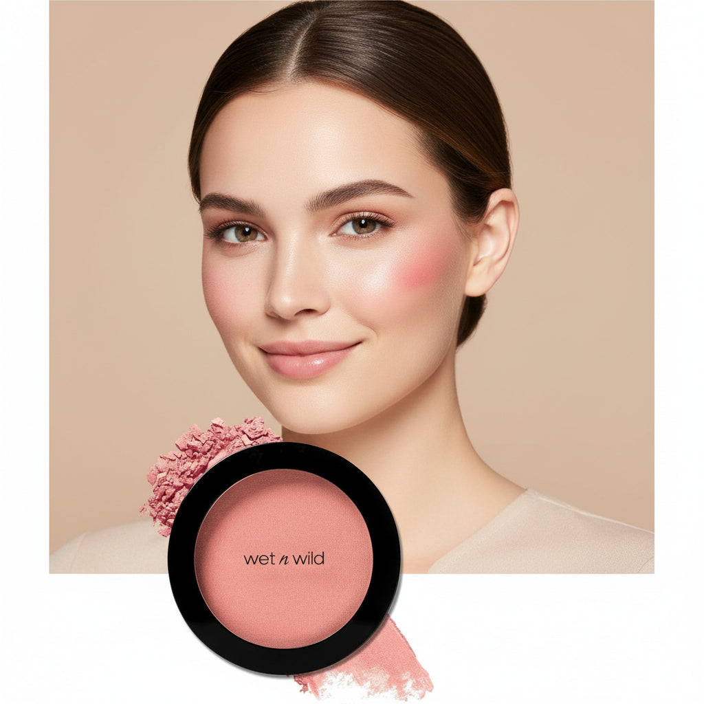 Wet N Wild Pinch Me Pink Natural Sheer Glow Powder Blush VEGAN & Cruelty- Free Effortless Matte