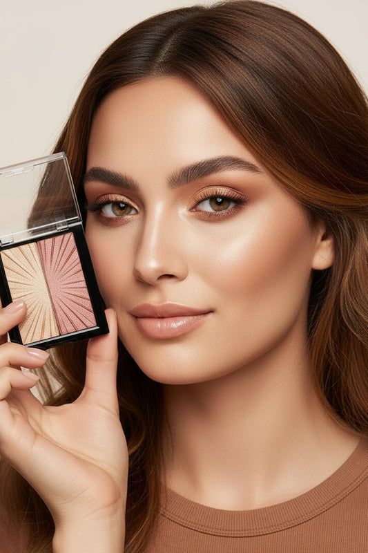 Wet N Wild Mega Glo Blushlighter, Blendable Blush & Highlighter Set, Shimmery Metallic Finish, Flash Me VEGAN