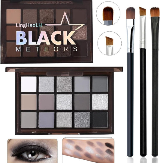 15 Colors Eye Shadow Palette Black Meteors