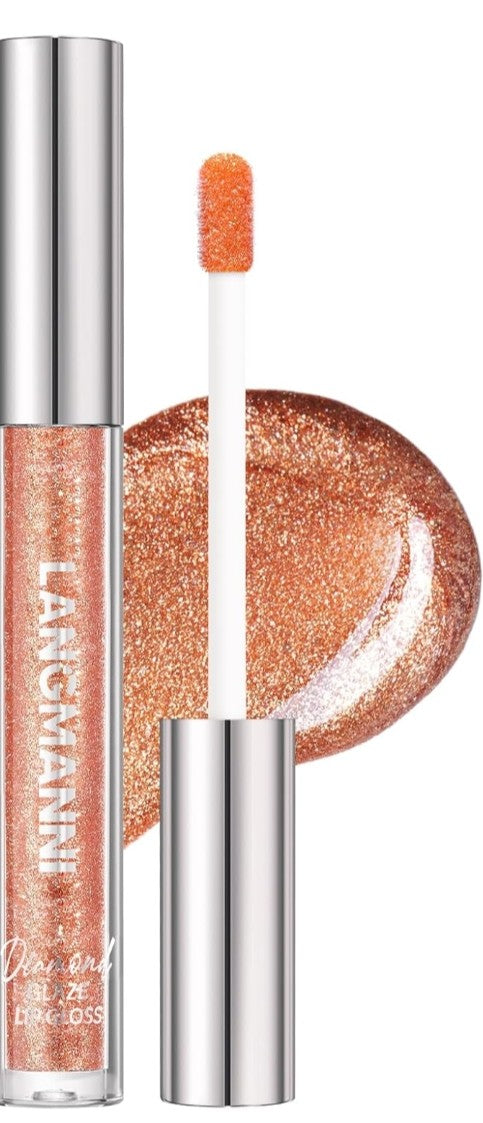 Orange glitter lip gloss