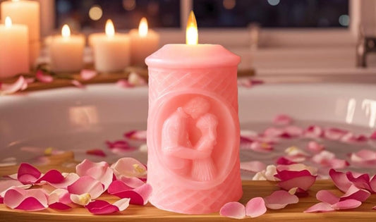 Pink rose scented handmade smokeless candle