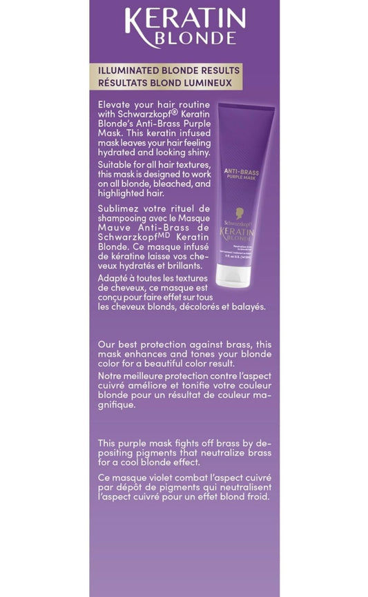 Schwarzkopf Keratin Blonde Enforcing Care Anti - Brass Purple Mask