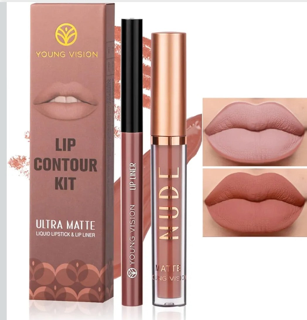 Young Vision Pink Nude Lip Contour Kit Liquid Lipstick & Lip liner