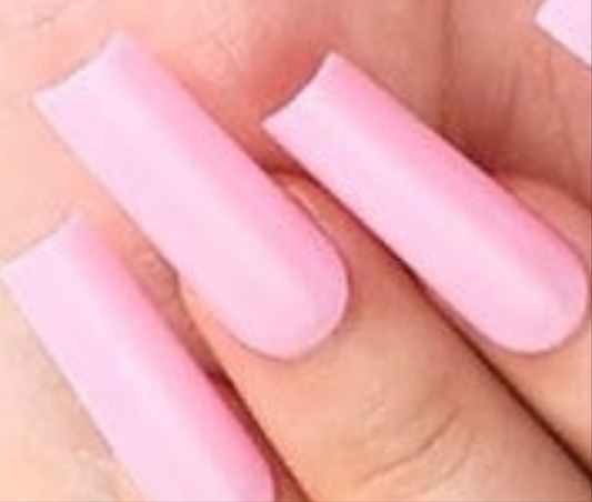 Long square pink glossy press on nails nail kit included.