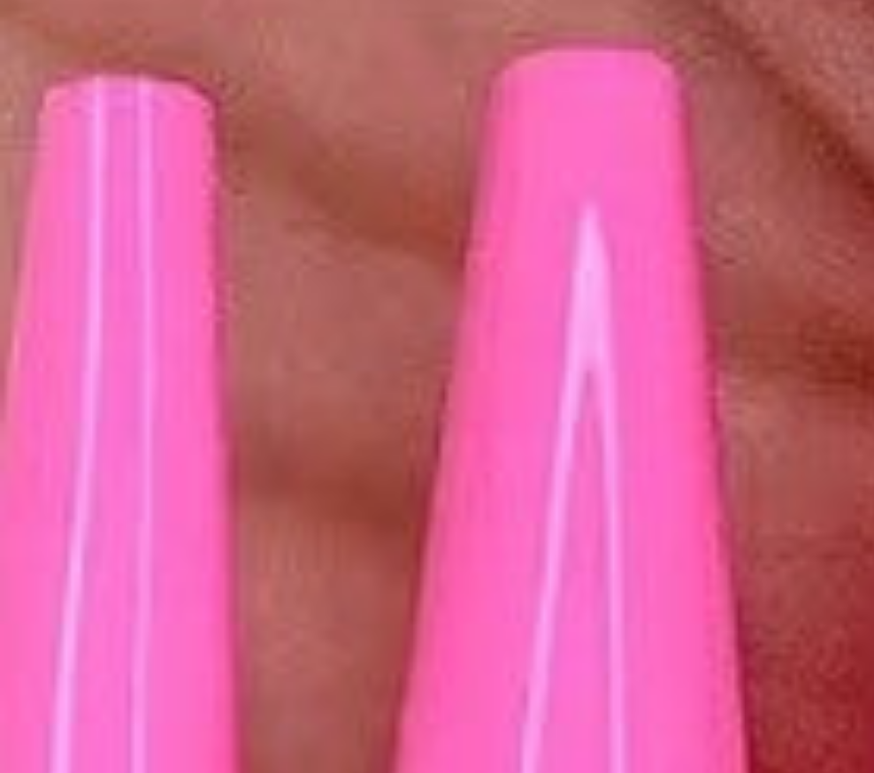 Long coffin hot pink  press on nails