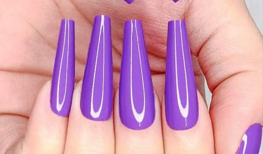 Purple long acrylic  glossy press on nails