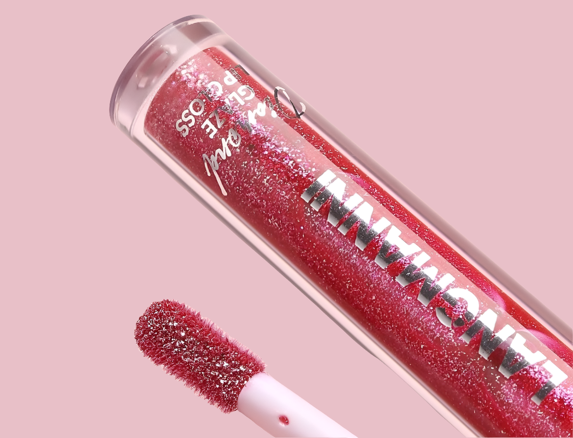 Red lip  gloss glitter color