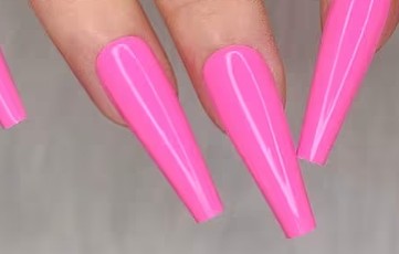Long coffin hot pink  press on nails