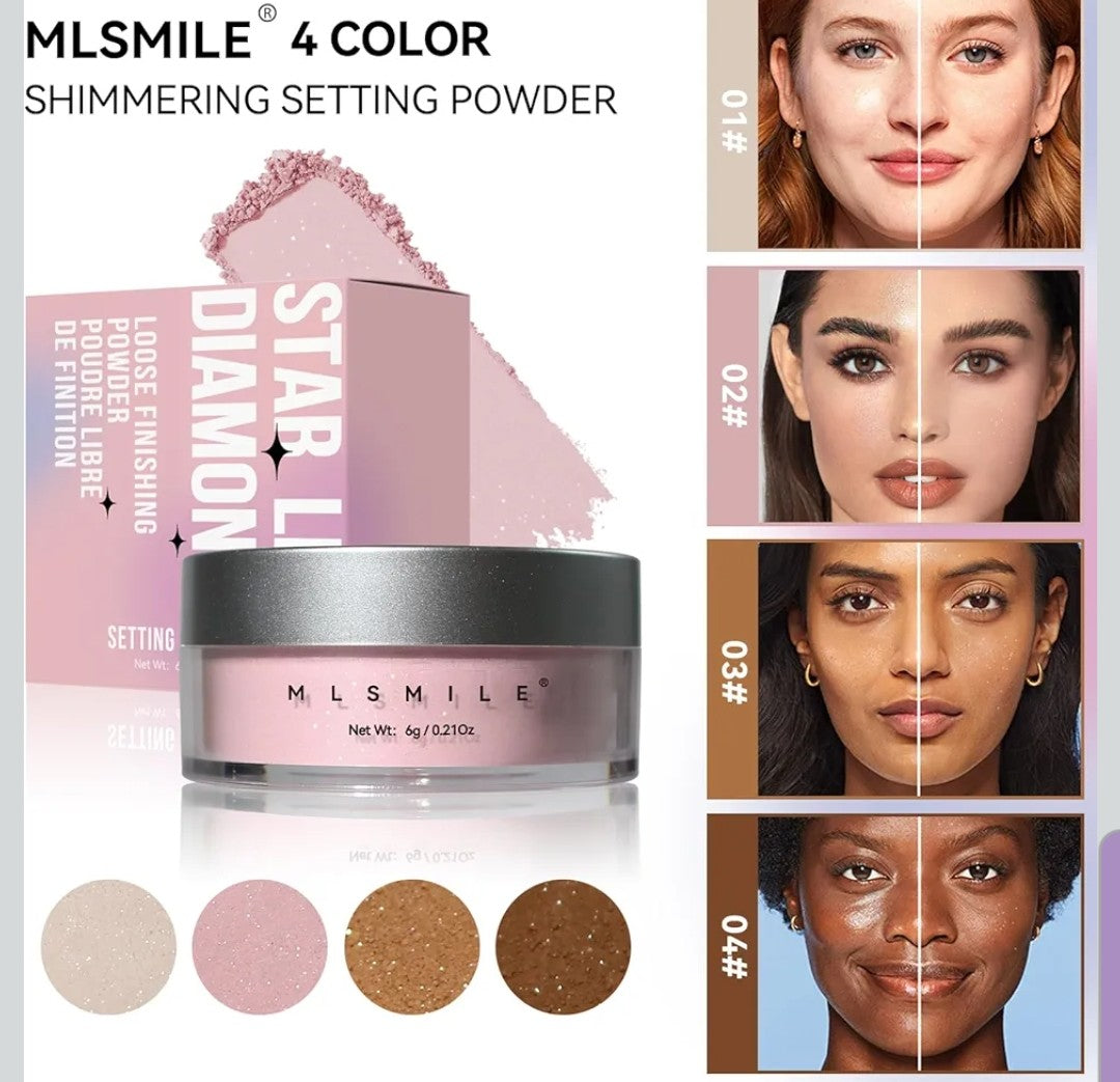 AKARY Pink Translucent Setting Powder, Oil Control for Long Lasting Makeup, Shimmer pink #2 Finishing Powder, Lightweight Loose Waterproof Powder Makes Skin Downy, Blurring Powder for All Skin Tones, 02   6g. 1 count.