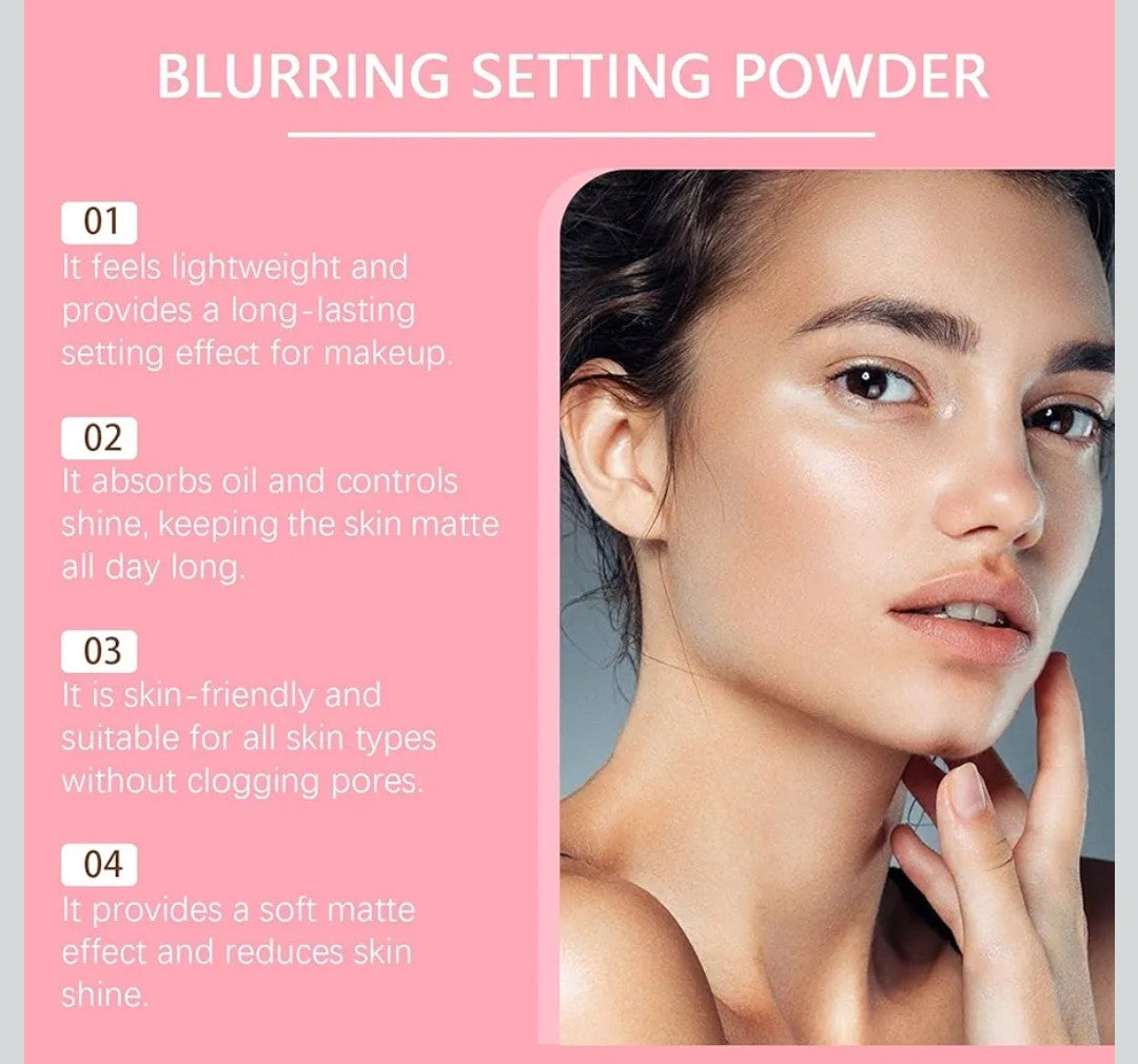 Allaura Beauty Blurring Powder,absorbs oil, Loose Setting Powder Soft Pink set,hide pores,Waterproof All Day Makeup ,flawless skin, soft pink. 1 box set