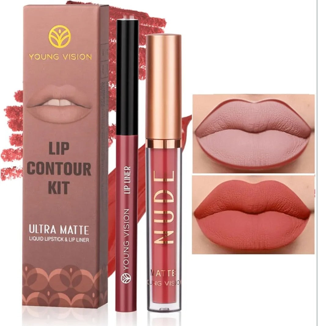 Young Vision Red Nude  Lip Contour Kit Liquid Lipstick & Lip liner