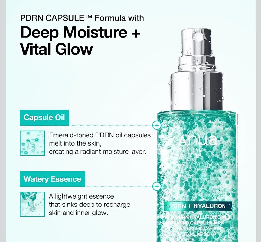ANUA PDRN Collagen Glow Facial Serum Spray, Hydrating Face Mist, Hyaluronic Acid, dewy glass finish, All Skin Types, Instant Plumping Hydration, Firming Care, Korean Skincare, 3.38 fl oz