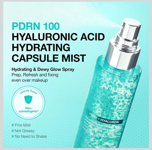 ANUA PDRN Collagen Glow Facial Serum Spray, Hydrating Face Mist, Hyaluronic Acid, dewy glass finish, All Skin Types, Instant Plumping Hydration, Firming Care, Korean Skincare, 3.38 fl oz