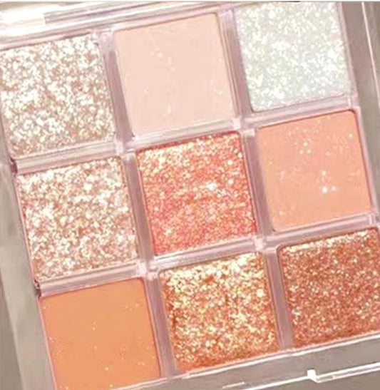 Go Ho 9 Colors Glitter  & Shimmer eye shadow powder palette peach colors (Coco Venus Dikalu)Korean Makeup