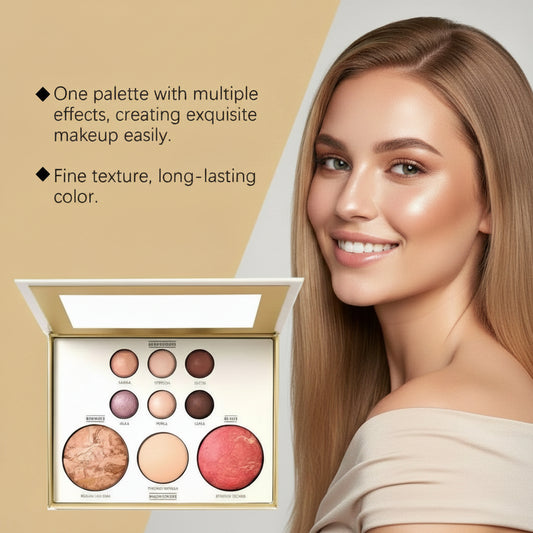 Multifunctional makeup one palette covers multiple uses  blush,contouring  and eyeshadow ,highlighter rich color delicate  longlasting makeup fine texture. 1 count