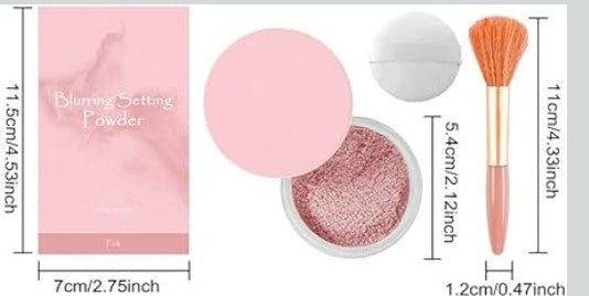 Allaura Beauty Blurring Powder,absorbs oil, Loose Setting Powder Soft Pink set,hide pores,Waterproof All Day Makeup ,flawless skin, soft pink. 1 box set