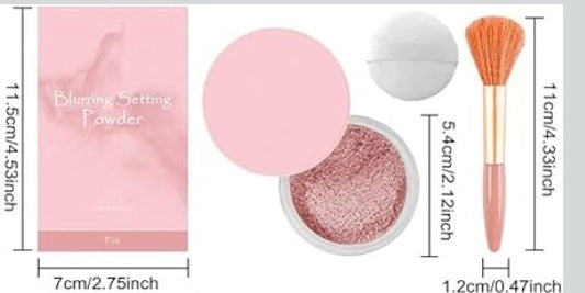 Allaura Beauty Blurring Powder,absorbs oil, Loose Setting Powder Soft Pink set,hide pores,Waterproof All Day Makeup ,flawless skin, soft pink. 1 box set