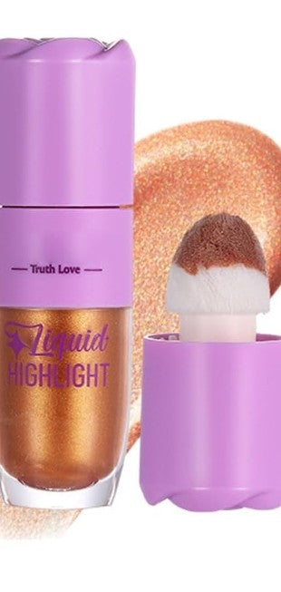 Liquid highlight glossy peach blush