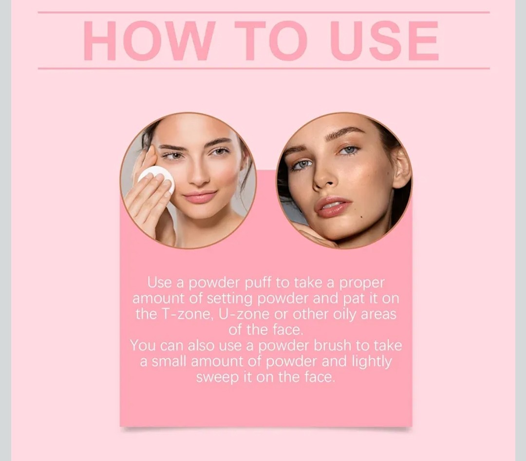 Allaura Beauty Blurring Powder,absorbs oil, Loose Setting Powder Soft Pink set,hide pores,Waterproof All Day Makeup ,flawless skin, soft pink. 1 box set