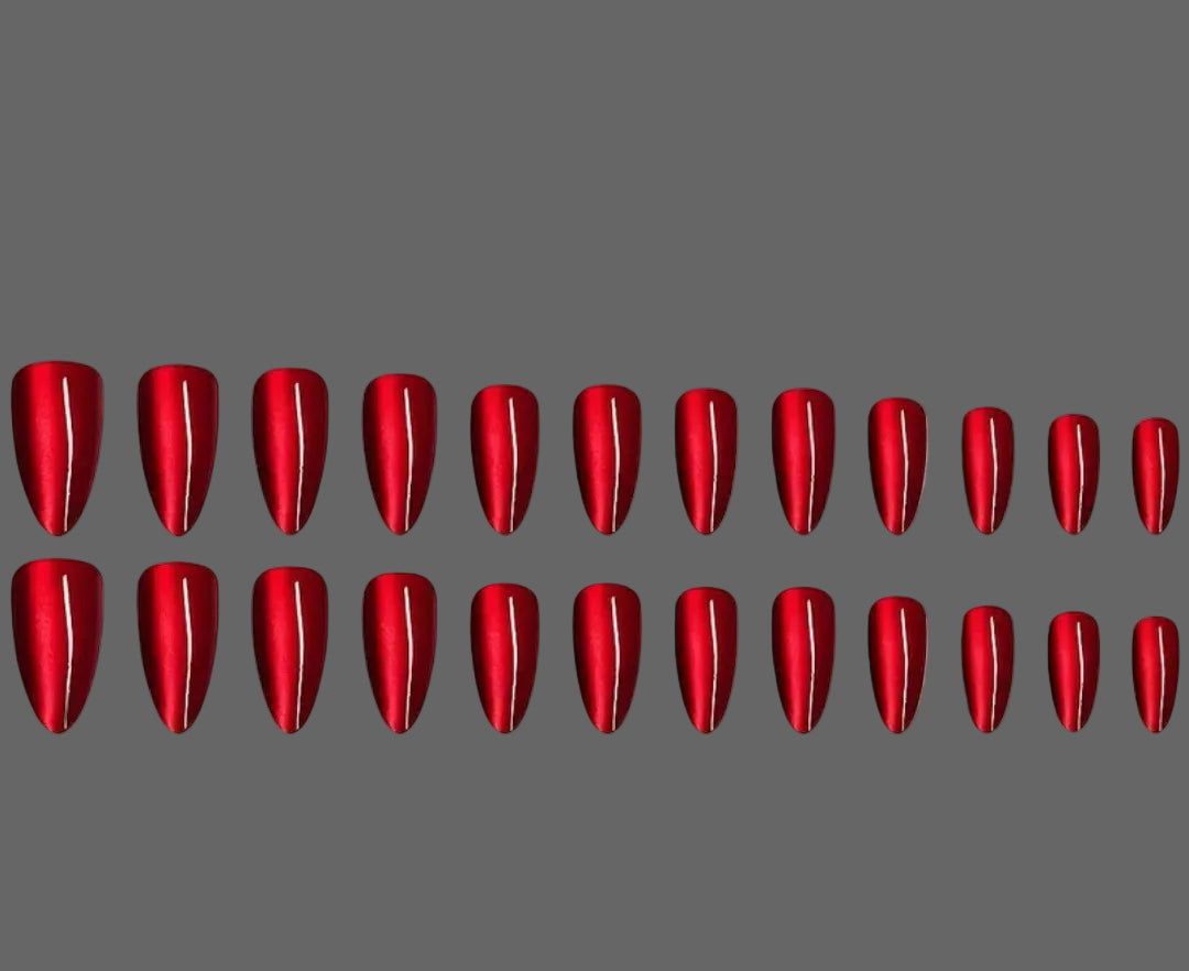 Red press on Red Almond Press on nails Acrylic false Nails Medium Solid Red Color Fake Reusable Glossy Artificial Ombre Glue on for Women Girls Daily Wear Manicure 24Pcs almond shape reusable 24  press on nails included