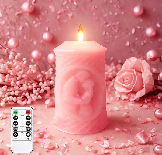 Pink rose scented handmade smokeless candle