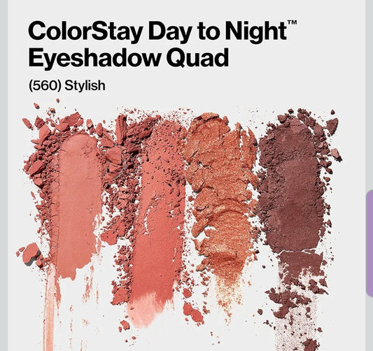 REVLON ColorStay Day to Night limited time Eyeshadow Quad, Longwear Shadow Palette with Transitional Shades and Buttery Soft Feel, Crease & Smudge Proof, 560 Stylish, 0.16 Oz