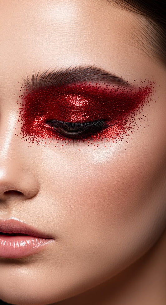 Eye shadow red liquid gloss glitter