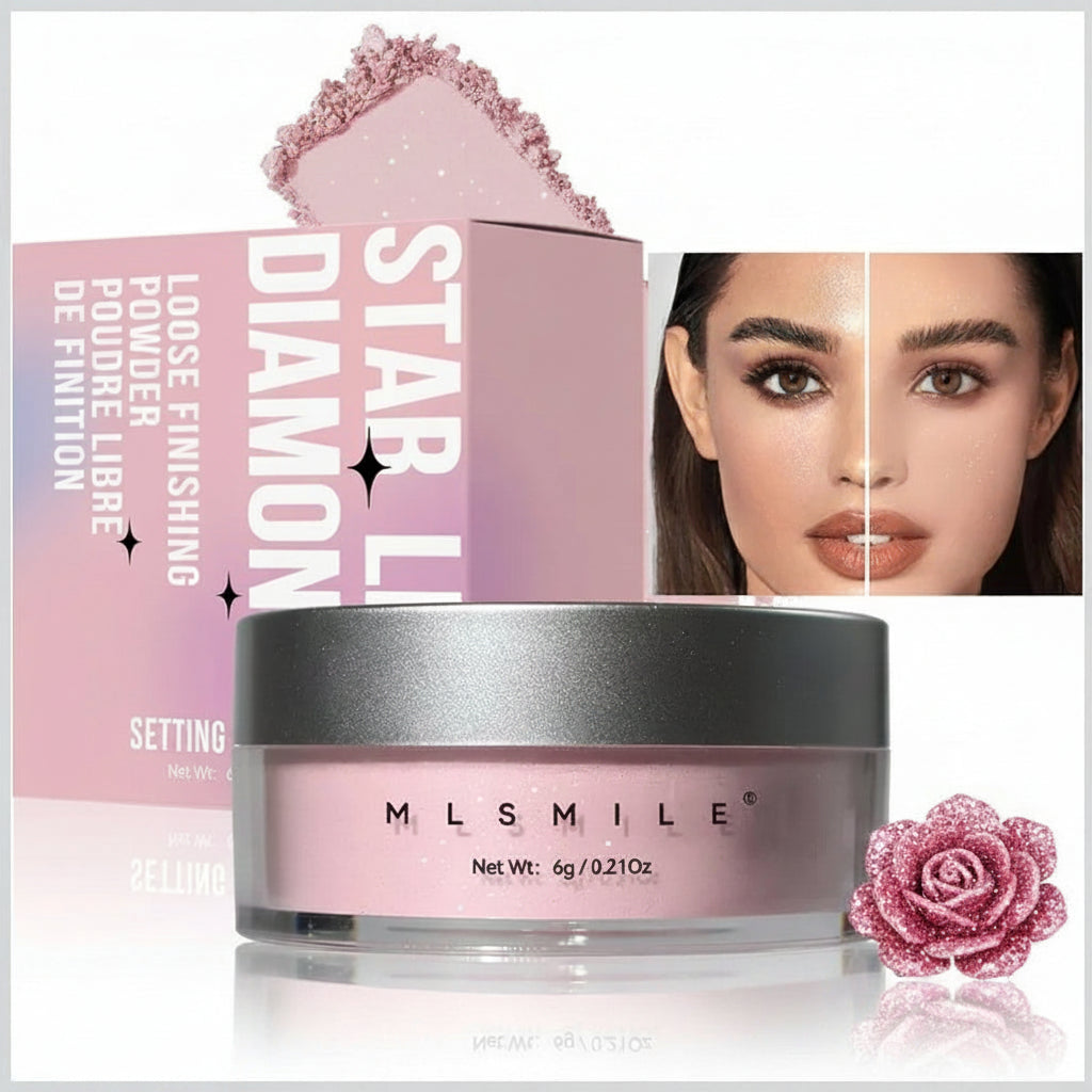 AKARY Pink Translucent Setting Powder, Oil Control for Long Lasting Makeup, Shimmer pink #2 Finishing Powder, Lightweight Loose Waterproof Powder Makes Skin Downy, Blurring Powder for All Skin Tones, 02   6g. 1 count.