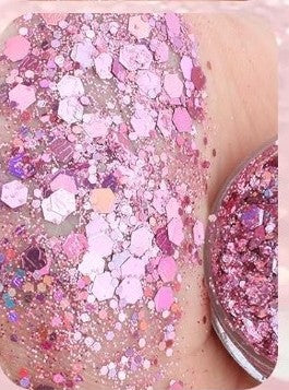 Pink light  glitter color for face and body