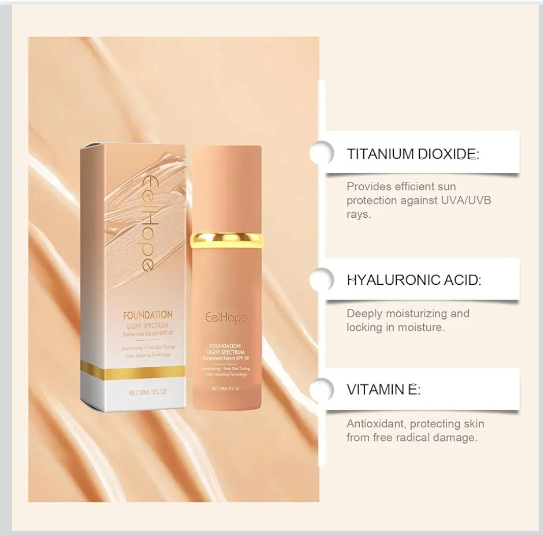 EelHope Color Changing foundation,SPF-50 makeup long-lasting & smudge-proof, waterproof,lightweight,suitable for all skin types,create flawless skin,W/sunscreen,Net 30ML/1FL OZ. 1 count.