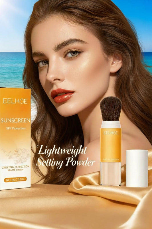EELHOE lightweight & Setting Powder,sunscreen formula Matte Finish Loose Face Powder, compatible for all skin types natural light & airy.it manages oil & keeps makeup intact for extended periods ,enriched with silica & vitamin E. net.8g./0.28oz.  1 count