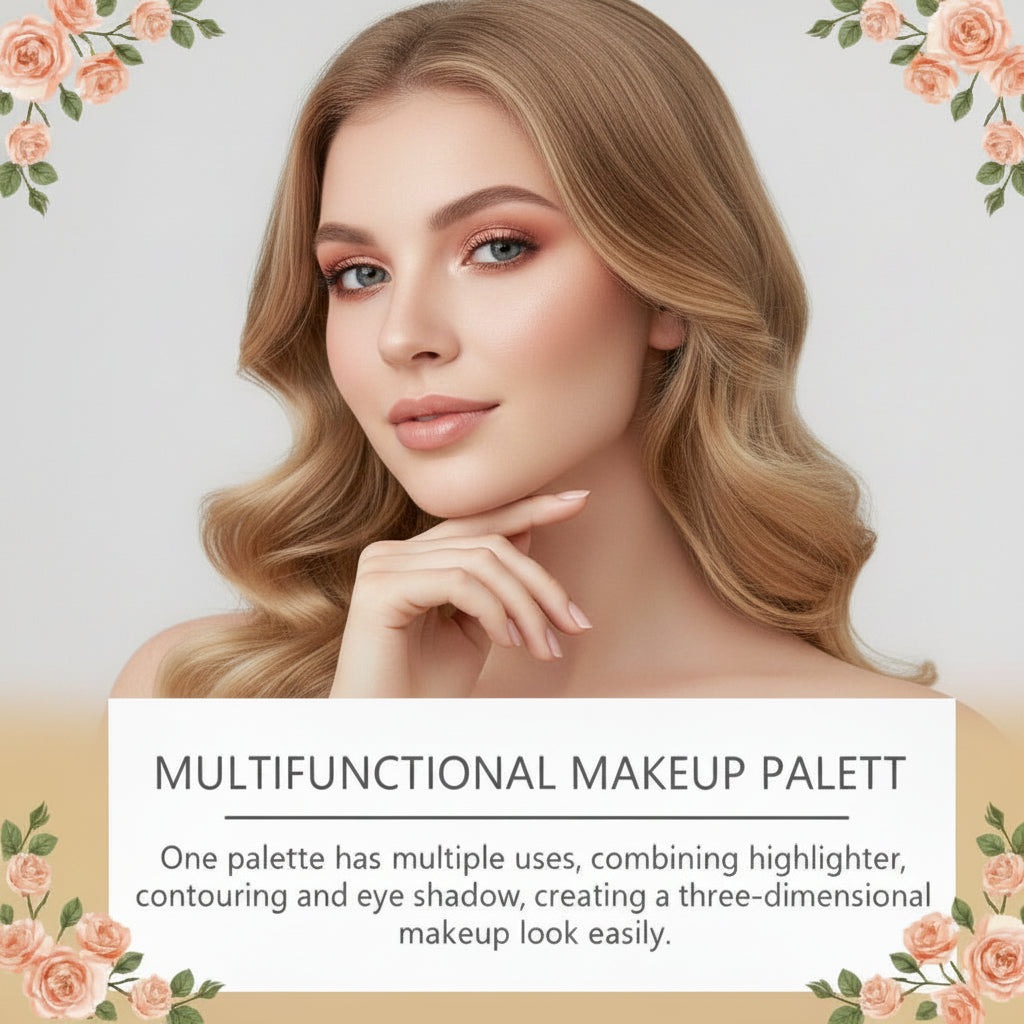 Multifunctional makeup one palette covers multiple uses  blush,contouring  and eyeshadow ,highlighter rich color delicate  longlasting makeup fine texture. 1 count