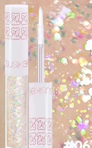 Liquid eye shadow & eyeliner glitter clear rainbow effect looks