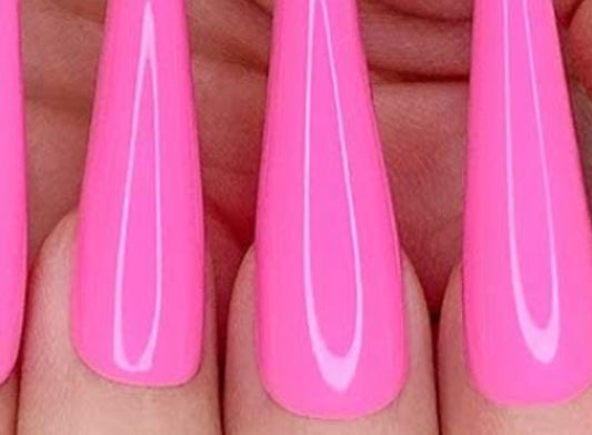 Long coffin hot pink  press on nails
