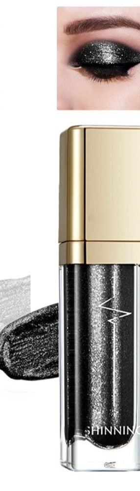 Black metalic shinning eyeshadow liquid glitter  color intense color